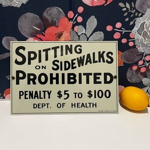 No Spitting Vintage Retro Reproduction Gift Metal Sign